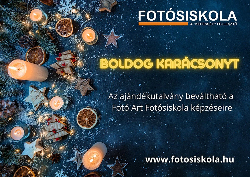 Ajándékutalvány a Fotó Art Fotósiskolától Karácsonyra ami beváltható bármely képzésünkre